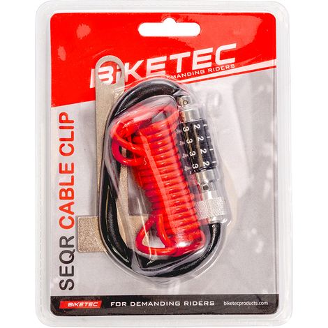 Lucchetto a cavo Biketec Seqr per casco o abbigliamento, dimensioni: cavo da 4 mm, 1,2 m, combinazione a 4 cifre (possibilità di reset della combinazione)