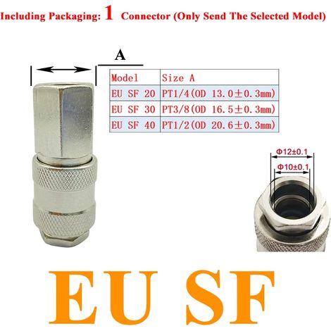 (EU SF-20) Raccords de tuyau d'air UE, coupleur, accessoires pour compresseur, raccord à dégagement rapide, connecteur pneumatique standard européen. (1/5)