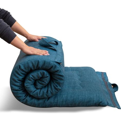 Matelas Futon Pliable Portable, Tissu hypoallergénique et Coussin de Matelas en Mousse avec poignée et Fermeture à glissière pour d'invité en intérieur Camping extérieur (1/5)