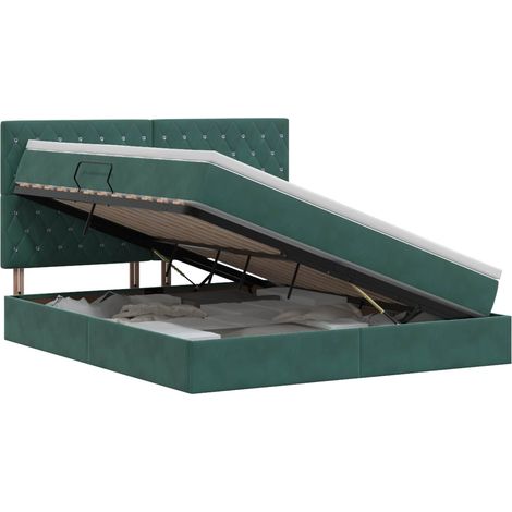 Maison Exclusive - Letto con contenitore e materasso Verde Scuro 140 x 200 cm (1/5)