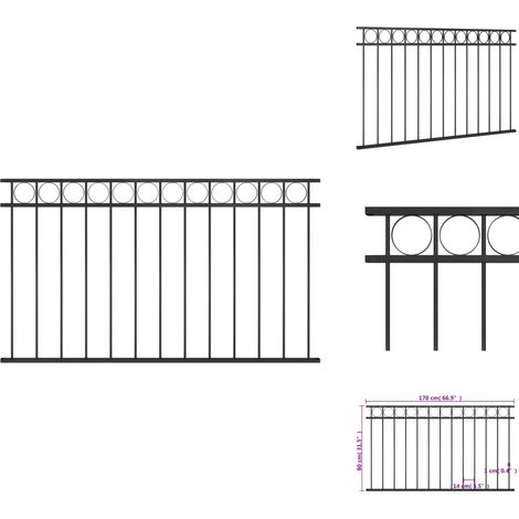 Panneau de clôture Acier 1,7x0,8 m Noir - Panneaux De Cloture - Clôture Jardin - Clôture Extérieur - Clôture Acier - Clôture Noire (1/4)