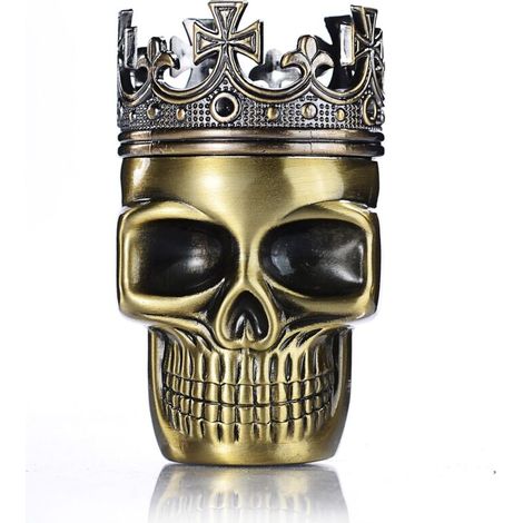 Grinder King Skull Age Crowned King Skull Pollen Crusher for Spice,Coffee,Herb Spices (Bronze)