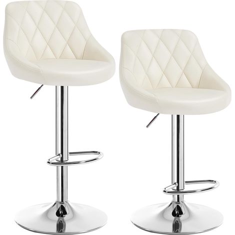WOLTU 2 pcs bar stools chairs Breakfast Dining stools chairs for Kitchen Adjustable Cream (1/5)