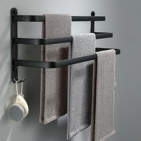 Porte-serviettes mural en aluminium - 3 niveaux - 40 cm - Étanche-AquaForge