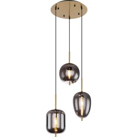 Globo - lampada a sospensione - Blacky I - ottone - vetro vetro (1/4)