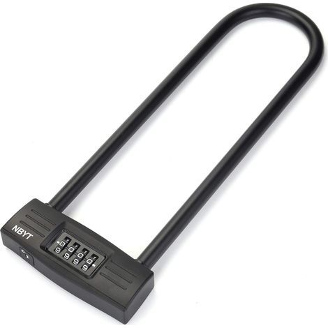 U-shaped combination lock - Resettable - Secure your motorcycle, bicycle, or fence with this sturdy shackle. Also perfect as an office door lock, long door lock, or lock