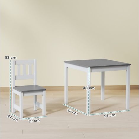 Mesa infantil con 2 sillas, conjunto de 3 piezas 56 x 52 x 48 cm, gris DESVIAE (1/5)