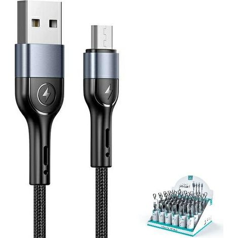 USAMS Geflochtenes Kabel U55 2A Micro-USB 1 Stück für Set U55 schwarz/schwarz 1 m SJ450ZJ01 (US-SJ450) SJ450USBSG01