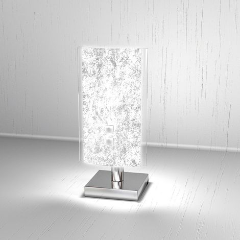 Abatjour Moderno Tray Metallo Bianco Vetro Foglia Argento 1 Luce G9 (1/3)