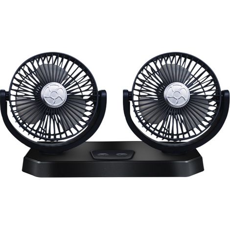 Ventilateur de Voiture 12V Double Tête, Grand Débit d'Air Silencieux, Ventilateur Électrique Universel USB pour Camion, Minibus et Véhicule-x