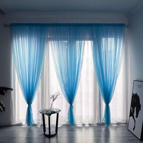 1 Panneau Rideau Voile Polyester, Passe-Tringle, Tissu Respirant, Couleur Unie, Pour Chambre Salon