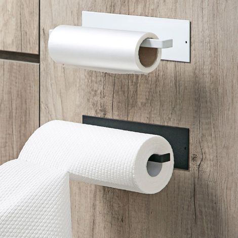 Porte-serviettes en papier Elegant Simple Heavy Duty Self Adhesive Paper Towel Roll Rack for Kitchen Bathroom Cabinets White (1/5)