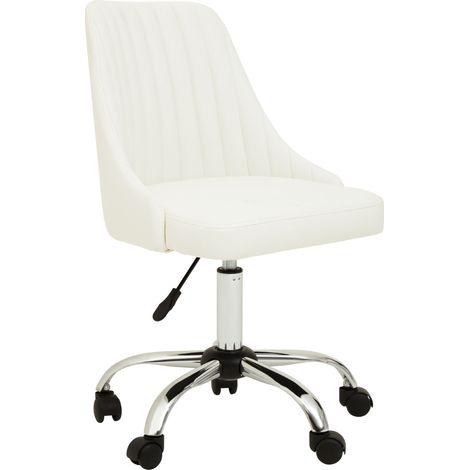 Premier Housewares Brent Off-White Leather Effect Home Office Chair (1/5)