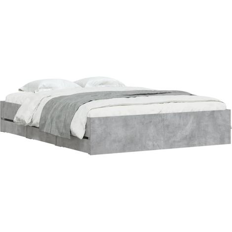 vidaXL Giroletto Cassetti Grigio Cemento 150x200 cm Legno Multistrato (1/4)