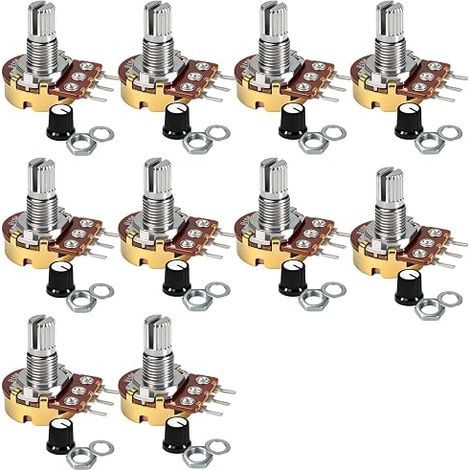 10PCS Potentiometer 10k Linear Taper 12V with Knob Poti Rotary Encoder Rotary Potentiometer Kit with Nuts and Washers (1/5)