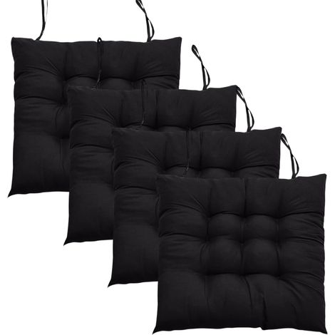 8er Set Stuhlkissen mit Bindebändern – Bequeme 40x40 cm Sitzauflage für Gartenstuhl, Esszimmerstuhl & Balkonmöbel – Atmungsaktive Polster für Indoor & Outdoor (1/5)