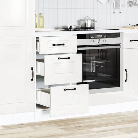 Meubles de Cuisine Bas en Bois d'Ingénierie Blanc Brillant, Armoires de Rangement Modernes avec Finition Haute Brillance, Solution de Stockage Élégante pour Cuisine (1/5)