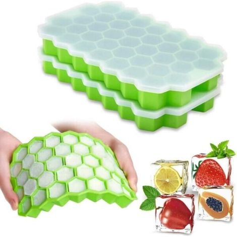 Bac à glaçons empilable avec couvercle - hexagonal, en silicone multicolore - (1/5)