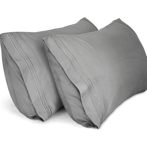 Taies d'oreiller (lot de 2), coussinets brodés taille King, housses en microfibre brossée douce, lavables en machine, sans repassage, respirantes. (1/5)