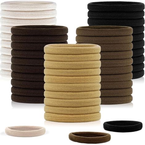 50 Pcs Élastiques Cheveux, Élastique Cheveux Fille sans Couture, Fille Elastique Cheveux Epais en Coton de 4 cm, Pour Femmes Hommes et Enfants (1/5)