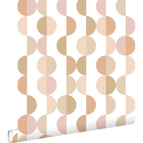 papier peint motif graphique terracotta, rose et beige - ESTAhome (1/5)