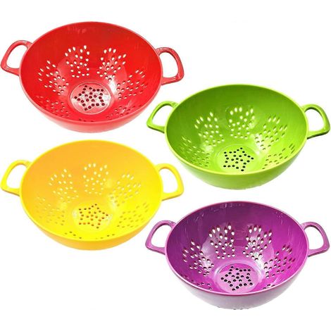 Passoire en plastique à double poignée lot de 4 19 x 147 cm compatible lave-vaisselle panier d'égouttage pour fruits et légumes (1/5)