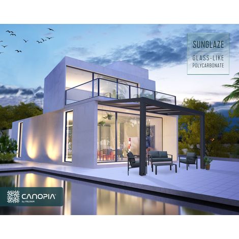 Palram - Canopia | Pergola Stockholm Marquesina De Aluminio 340X370 cm Transparente Gris (1/4)