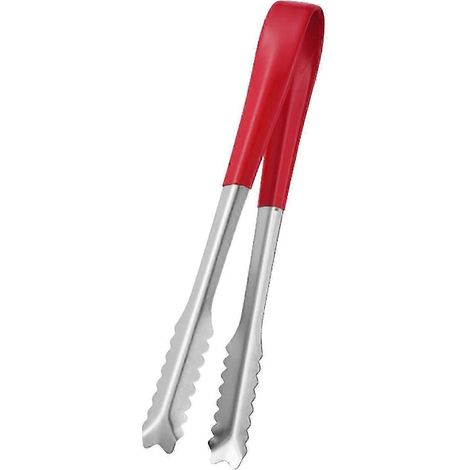 Pince à glaçons en acier inoxydable (S, rouge) avec poignée, robuste, idéale pour les barbecues, les buffets et les collations. (1/5)