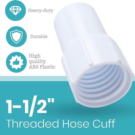 Tuyau d'aspiration fileté de 38 mm avec raccord fileté de 1-1/2 pouce pour kit de tuyau d'aspiration de nettoyeur de piscine manuel (1/4)