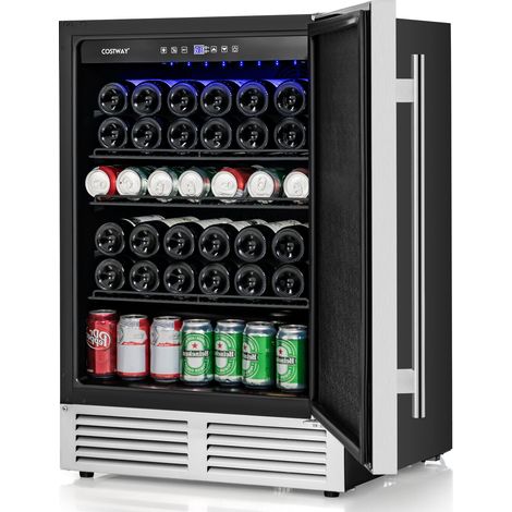 COSTWAY 24 Inches Beverage Refrigerator 190 Cans Built-in & Freestanding Beverage Cooler