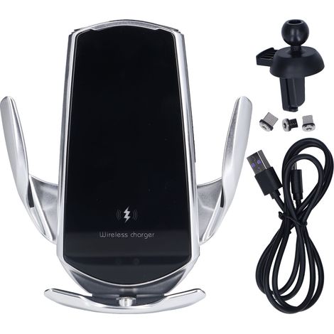 Support de téléphone voiture avec chargeur sans fil et capteur infrarouge intelligent, alimentation USB pour auto. (1/5)