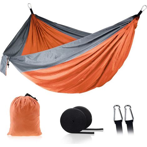 Doppelhängematte für 2 Personen, tragbare Outdoor-Hängematte zum Wandern, Rucksackreisen und Trekking
