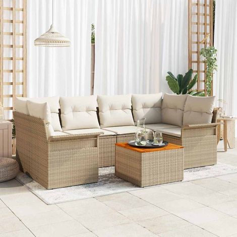 Set Divano da Giardino 7 pz Beige polyrattan vidaXL (1/5)