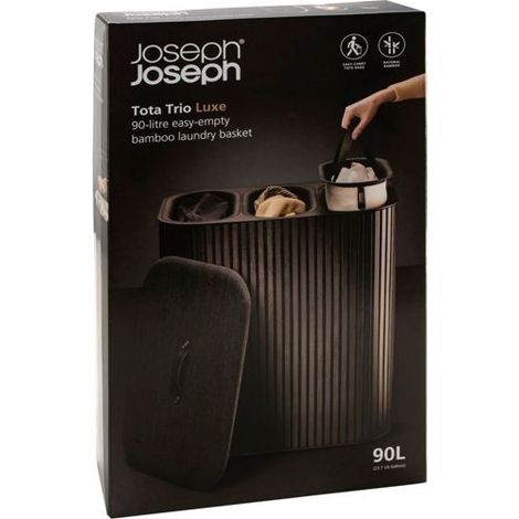 Joseph Joseph Tota Trio Luxe Wäschekorb Schwarz Bambus