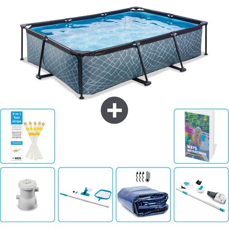 Exit Pool Rechteckig - Steinoptik - 300x200x65 cm - 7-teilig S323