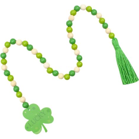 Guirlande de perles en bois avec pompons pour la Saint-Patrick (Irlande) (1/5)