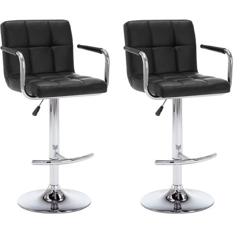 Barhocker Set von 2 Schwarz Kunstleder