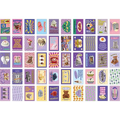 Lot étiquette vintage 50 feuilles motifs clairs adhésifs décoratifs mignons pour journaux carnets albums photos Type 1 (1/5)