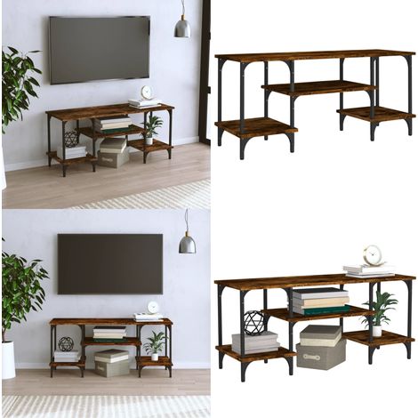 Meuble TV chêne fumé 102x35x45,5 cm bois d'ingénierie - Bois d'ingénierie - Rangement tv (1/5)