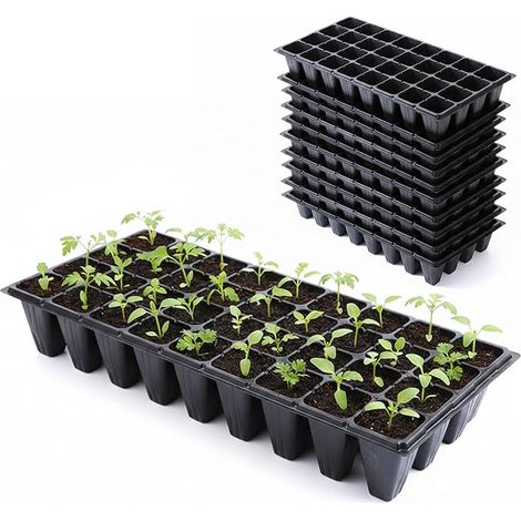 5/10 Godets De Semis en Grille Bac à Semis,32 Trous Plateau De Germination, Mini Serre pour Plantes, Plaque Frontale Biodégradable Boîte De Pépinière De Pulpe De Jardinage (10PC) (1/5)