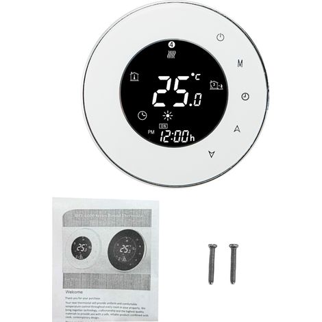 Thermostat intelligent WiFi pour chaudière à gaz, contrôleur de chauffage mural, fonctionnement tactile, prise en charge de la programmation à distance via une application. (1/5)