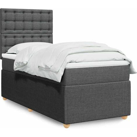 Boxspringbett mit Matratze Dunkelgrau 80x200 cm Stoff