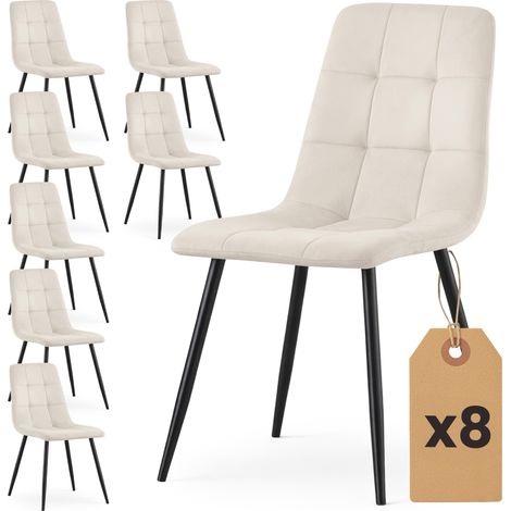 Set de 8 Sillas acolchadas NERO Beige patas negras (1/5)