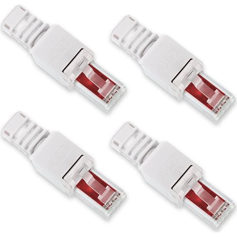 RJ45 Cat6 Cat5 LAN Patch Netzwerkkabel Stecker Werkzeuglose Montage Crimpstecker 4 Stück Werkzeugloser RJ45 CAT6 Stecker (1/5)