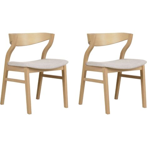 Esszimmerstuhl 2er Set MAROA Holz Beige