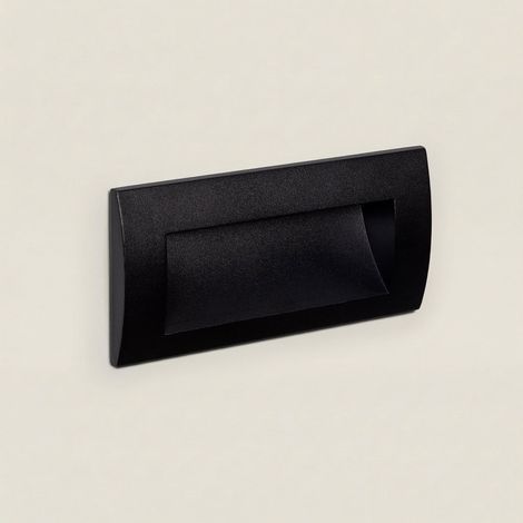 Baliza Exterior LED 4W Empotrable Pared Rectangular Aluminio y Cristal Edulis 2700K Negro Blanco Cálido (1/5)