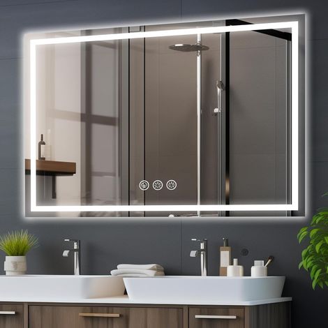 Miroir Salle de Bain 70x100cm LED Anti-buée, 3 Lumières Réglables (1/5)