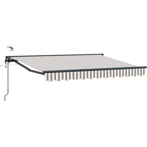 Store banne motorisé rétractable, gris clair et blanc, 3 x 2,5 mètres (1/5)