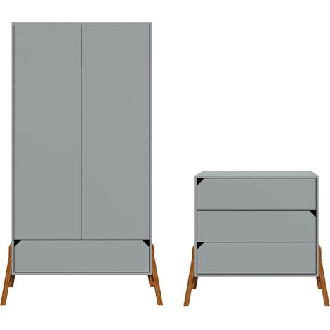 Kommode mit 3 Schubladen und 2-türigem Schrank Bellamy Lotta Grau (1/5)