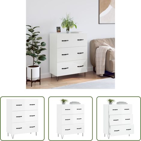 Hochglanz-Weiß - Sideboard Hochglanz-Weiß 69,5x34x90 cm Holzwerkstoff (1/5)
